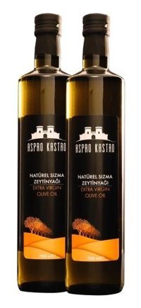 Aspro Kastro Soğuk Sıkım Organik Polifenolsüz Cam Sızma Zeytinyağı 2 x 750 ml