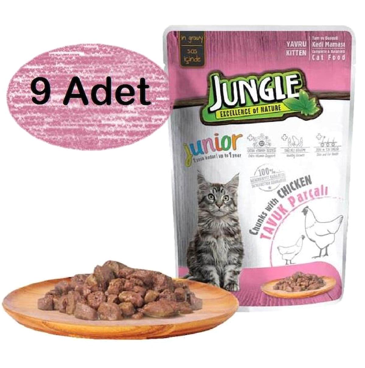 Jungle Yavru Tavuklu Yaş Kedi Maması 9x100 gr