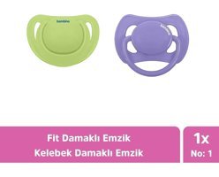 Bambino Fit 6-18 Ay Ortodontik Kiraz Uçlu Damaklı Silikon Emzik Mor - Yeşil