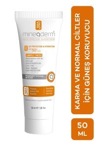 Mineaderm Renkli 50 Faktör Normal Ciltler İçin Nemlendirici Aydınlatıcı Suya Dayanıklı Yüz Güneş Kremi 50 ml