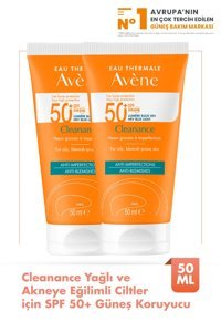 Avene Cleanance Tinted 50 Faktör İçin Leke Karşıtı Nemlendirici Yaşlanma Karşıtı Suya Dayanıklı Yüz ve Vücut Güneş Kremi 2x50 ml