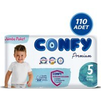 Confy Premium Jumbo Paket 5 Numara Organik Cırtlı Bebek Bezi 110 Adet