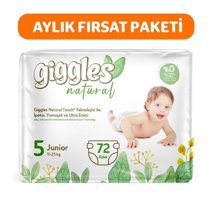 Giggles Aylık Fırsat Paketi 5 Numara Organik Cırtlı Bebek Bezi 72 Adet