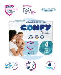 Confy Premium Maxi 4 Numara Organik Cırtlı Bebek Bezi 28 Adet