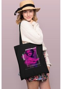 Brz Collection Glitch Statue Tote Bag Gabardin Kadın Omuz Çantası Siyah