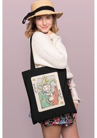 Brz Collection Joker Illustration Tote Bag Gabardin Kadın Omuz Çantası Siyah