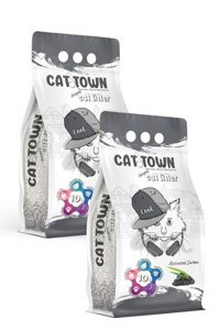 Cat Town Topaklanan İnce Taneli Aktif Karbonlu Bentonit Kedi Kumu 2x10 lt