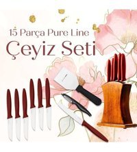 Pirge Pure Line Çelik Standlı 15 Parça Çeyizlik Bıçak Seti