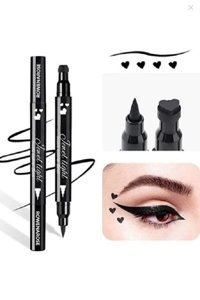 Deep Passion Desenli Çift Taraflı Suya Dayanıklı Mat Pastel Siyah Kalıcı Keçe Likit Eyeliner