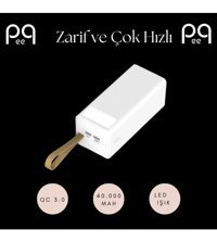 Peeq 40000 mAh Hızlı Şarj Type C - USB Powerbank Beyaz