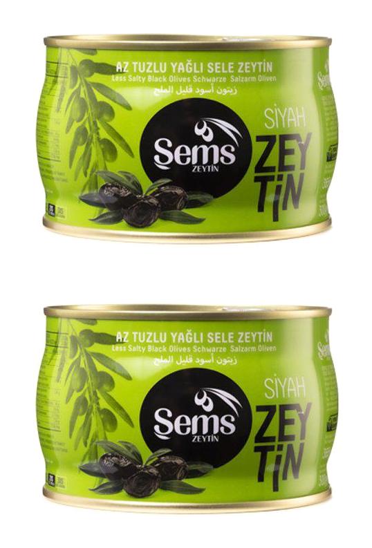 Şems Az Tuzlu Sele Siyah Zeytin Teneke 2x300 gr