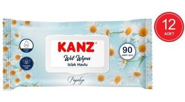 Kanz Papatya Kokulu Yenidoğan 90 Yaprak 12'li Islak Mendil