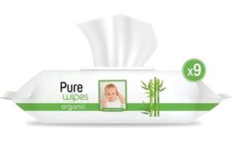 Pure Baby Organik Bambu Özlü 90 Yaprak 9'lu Islak Mendil