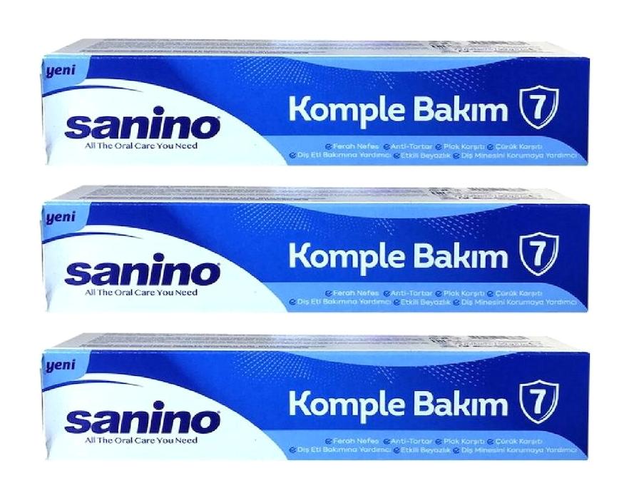 Sanino Komple Bakım Naneli Florürlü Diş Macunu 3x75 ml