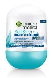 Garnier Mineral Deo Saf ve Temiz Pudrasız Ter Önleyici Antiperspirant Roll-On Kadın Deodorant 50 ml