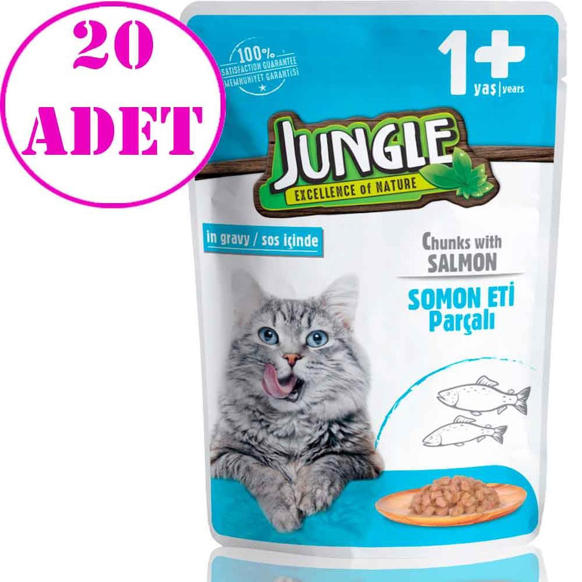 Jungle Somonlu Jöleli Yetişkin Yaş Kedi Maması 20x100 gr