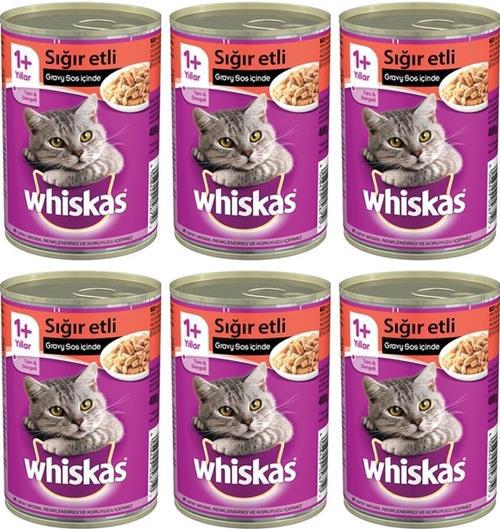 Whiskas Biftek Soslu Yetişkin Yaş Kedi Maması 6x400 gr