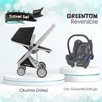 Greentom Çift Yönlü Katlanabilir Tek Elle Kapanan 360 Derece Dönen Tam Yatar Travel Sistem Kabin Tipi Bebek Arabası Siyah