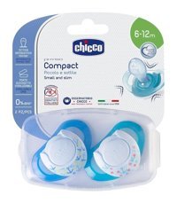 Chicco Physio Compact 6-12 Ay Ortodontik Kiraz Uçlu Silikon Emzik Mavi