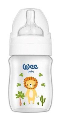 Wee Baby Silikon Desenli Beyaz Biberon 150 ml