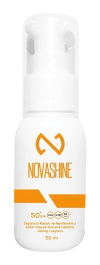 Novashine 50 Faktör Tüm Ciltler İçin Nemlendirici Yaşlanma Karşıtı Suya Dayanıklı Yüz Güneş Losyonu 50 ml