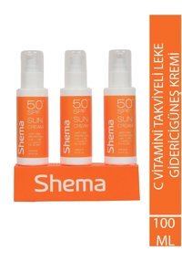 Shema Sun Cream 50 Faktör Tüm Ciltler İçin Leke Karşıtı Nemlendirici Yaşlanma Karşıtı Yağsız Suya Dayanıklı Yüz ve Vücut Güneş Kremi 50 ml