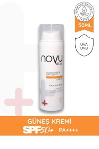 Novulab 50 Faktör Tüm Ciltler İçin Leke Karşıtı Nemlendirici Yağsız Suya Dayanıklı Yüz Güneş Kremi 50 ml