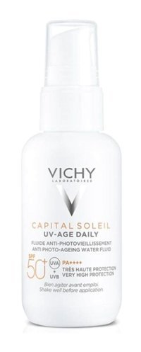 Vichy Soleil 50 Faktör Tüm Ciltler İçin Leke Karşıtı Nemlendirici Yaşlanma Karşıtı Yağsız Suya Dayanıklı Yüz ve Vücut Güneş Kremi 40 ml