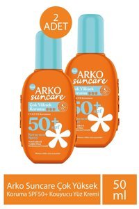 Arko Suncare 50 Faktör Tüm Ciltler İçin Nemlendirici Suya Dayanıklı Yüz ve Vücut Güneş Kremi 2x200 ml