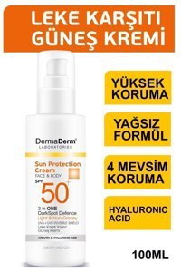 Dermaderm Laboratories Laboratories 50 Faktör Tüm Ciltler İçin Nemlendirici Suya Dayanıklı Yüz Güneş Kremi 50 ml