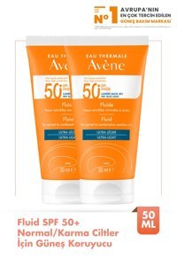 Avene Fluide 50 Faktör Normal Ciltler İçin Nemlendirici Suya Dayanıklı Yüz Güneş Kremi 2x50 ml