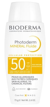 Bioderma Photoderm Mineral Fluid 50 Faktör Hassas Ciltler İçin Leke Karşıtı Nemlendirici Yaşlanma Karşıtı Yağsız Suya Dayanıklı Yüz ve Vücut Güneş Kremi 75 ml