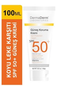 Dermaderm Sun Protectıon Cream 50 Faktör Tüm Ciltler İçin Leke Karşıtı Nemlendirici Yaşlanma Karşıtı Yağsız Suya Dayanıklı Yüz Ve Vücut Güneş Kremi 100 ml