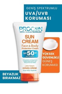 Procsin 50 Faktör Tüm Ciltler İçin Leke Karşıtı Nemlendirici Suya Dayanıklı Yüz ve Vücut Güneş Kremi 50 ml