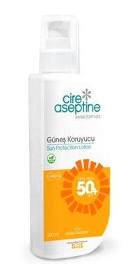 Cire Aseptine 50 Faktör Tüm Ciltler İçin Leke Karşıtı Nemlendirici Yağsız Suya Dayanıklı Yüz ve Vücut Güneş Kremi 200 ml