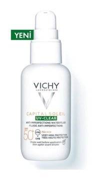 Vichy Capital Soleil 50 Faktör Yağlı Ciltler İçin Nemlendirici Suya Dayanıklı Yüz Güneş Kremi 40 ml