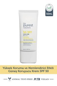 The Purest Solutions High Protection And Moisturizing 50 Faktör Tüm Ciltler İçin Nemlendirici Suya Dayanıklı Yüz Güneş Kremi 50 ml