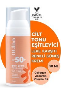 Olalab Glow Renkli 50 Faktör Tüm Ciltler İçin Leke Karşıtı Nemlendirici Yağsız Suya Dayanıklı Yüz Güneş Kremi 50 ml