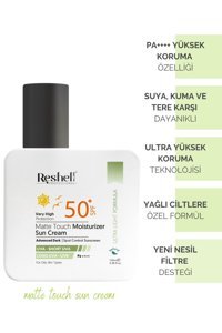 Reshell 50 Faktör Yağlı Ciltler İçin Nemlendirici Suya Dayanıklı Yüz ve Vücut Güneş Kremi 50 ml