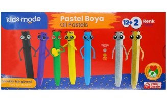 Kids Mode Yağlı Altıgen 12+2 Renk Pastel Boya