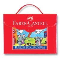 Faber-Castell Plastik Çantalı Tutuculu 18 Renk Pastel Boya