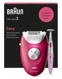 Braun 3 3-202 Koltuk Altı Genital Bölge Bacak İçin 20 Cımbızlı Kablolu Işıklı Epilasyon Cihazı Pembe