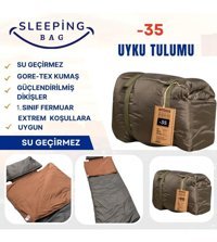 Sleeping Bag - 30 Derece Polyester Kış Kamp Tek Kişilik Yetişkin Uyku Tulumu Yeşil