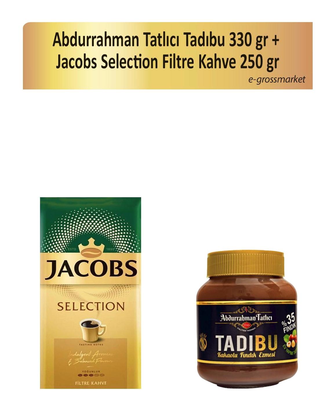 Abdurrahman Tatlıcı Tadıbu Kakaolu Fındık Ezmesi 330 gr + Jacobs Selection Filtre Kahve 250 gr