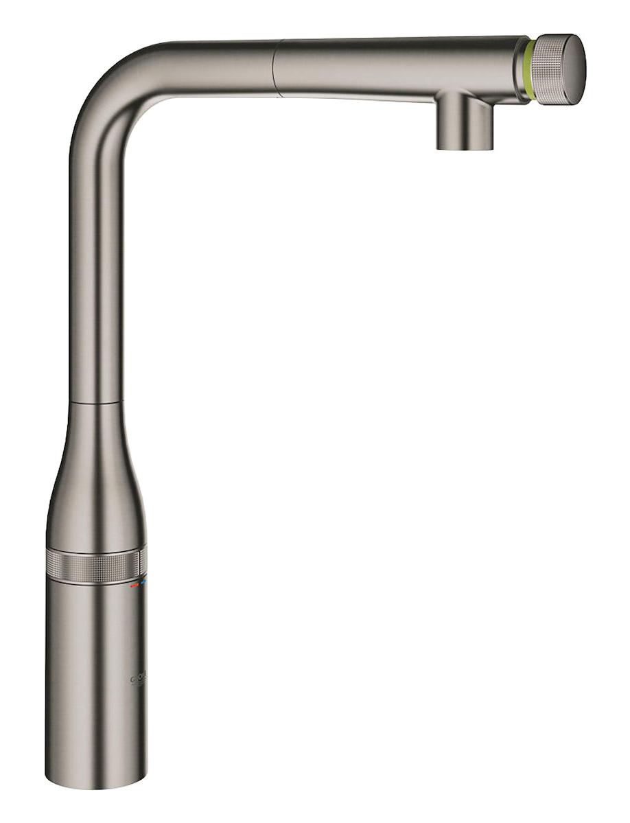 Grohe Graphite-31615AL0 Spiralli Çift Girişli Basmalı Eviye Bataryası Gümüş