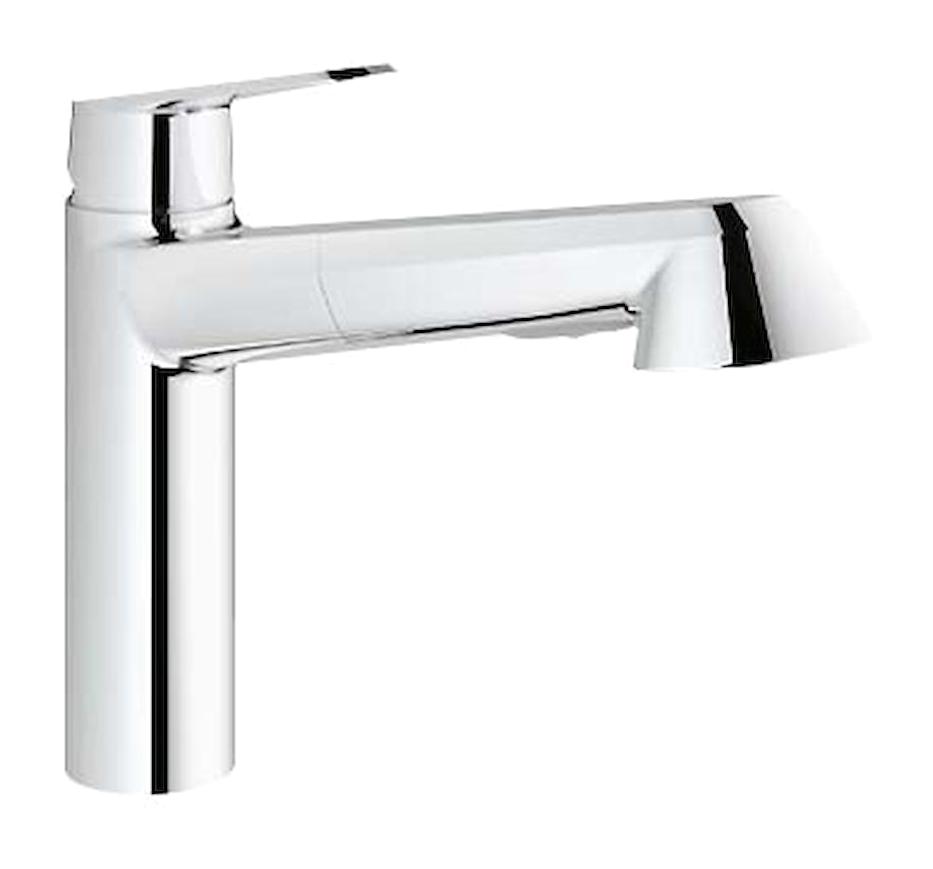 Grohe Eurodisc Krom-32257002 Spiralli Çift Girişli Aç Kapa Eviye Bataryası Gümüş