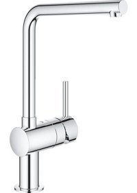 Grohe Minta 31375000 Spiralli Kuğu Çift Girişli Aç Kapa Eviye Bataryası Gümüş