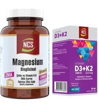 Ncs Magnesium Bisglisinat + Vitamin D3 - K2 Aromasız Yetişkin Vitamin 180 Tablet - 20 ml