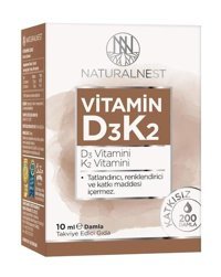 Natural Vitamin D3 K2 Aromasız Yetişkin Vitamin 10 ml