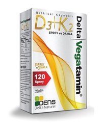 Delta  Vegan Vitamin D3+K2 Aromasız Yetişkin Vitamin 20 ml